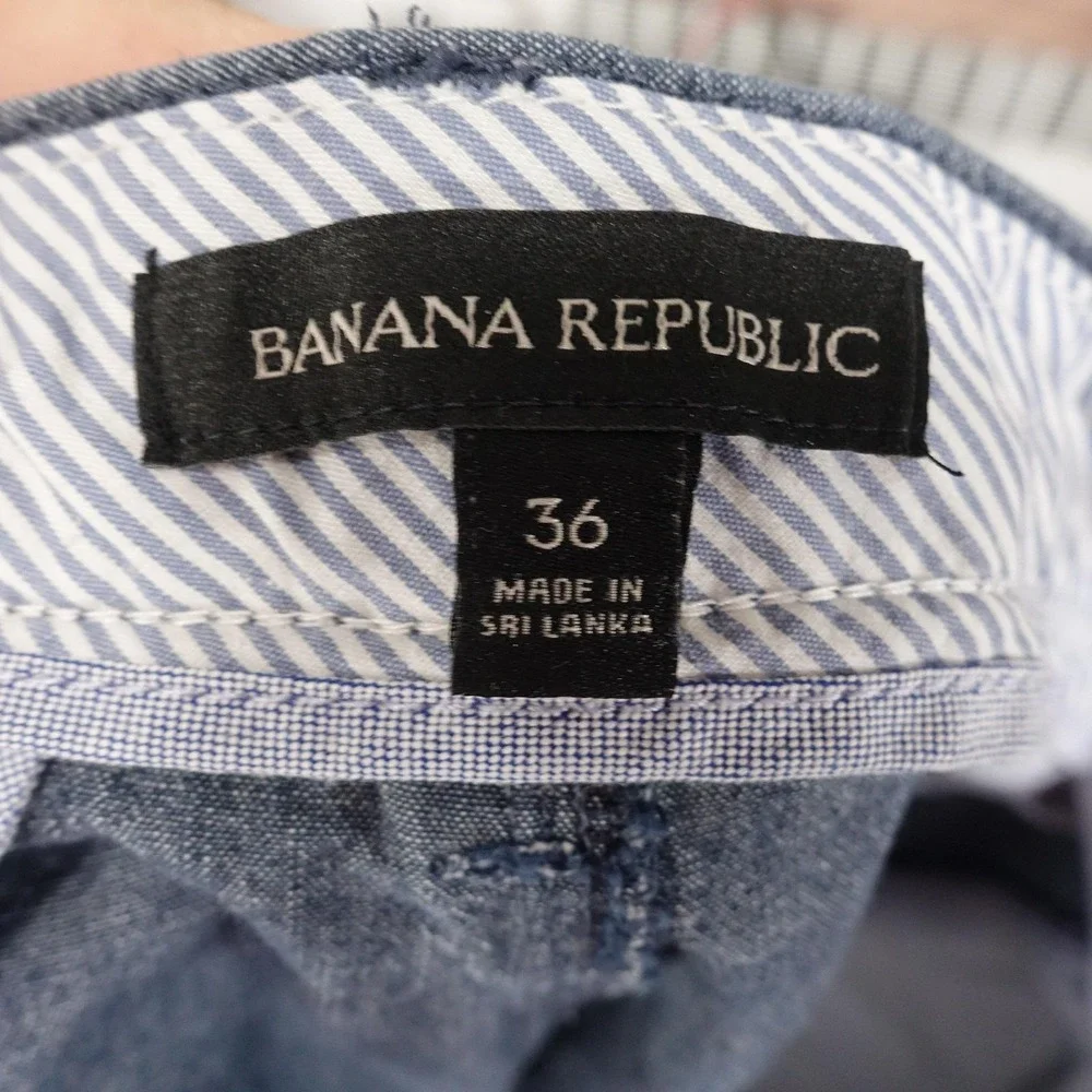 Banana Republic Shorts Mens 36 Gray Chino Cotton Flat Front 10 Inseam Casual
